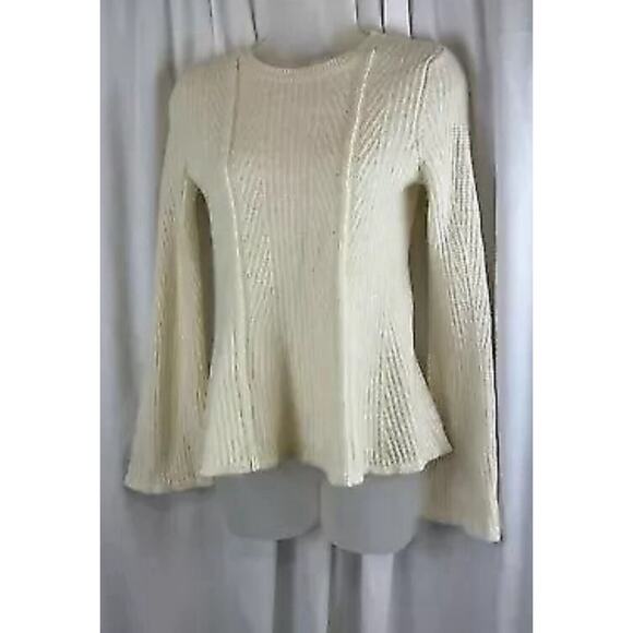 Ann Taylor Peplum Sweater Ivory S business casual academia 59-10 - Picture 1 of 12